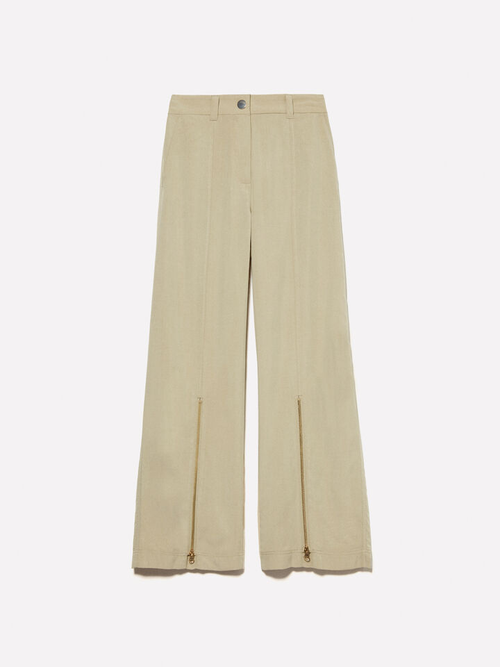 Military palazzo trousers with zipper - women's palazzo trousers - Military Green | Sisley image number 6